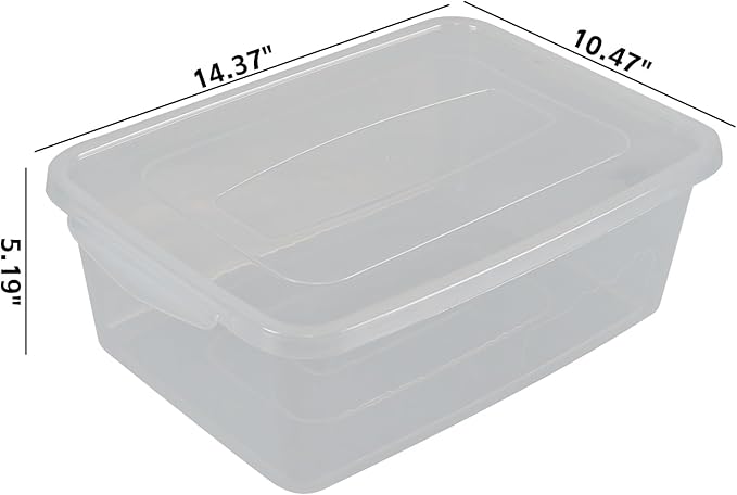 4-Pack Plastic Storage Bins with Latching Lids 14 L Plastic Clear Storage Box