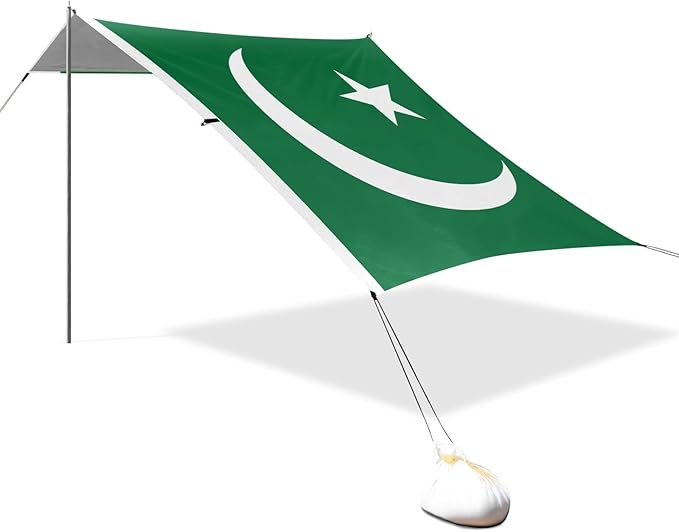 Flag Pakistan Beach Tent UPF50+ Lightweight Large Sun Shelter with Carrying Bag for Backyard and Camping
