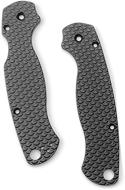 1 Pair Scales Handle Fits for Spyderco C81 Paramilitary 2 Anodized Aluminum Handle Patch Black
