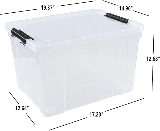 4-Pack 50 L Clear Plastic Storage Bin Large Clear Latch Box with Wheels