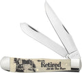 Case XX WR POCKET KNIFE OFFICIALLY RETIRED NATURAL SMOOTH BONE TRAPPER 4 1/8 INCHES CLOSED ITEM #1067683