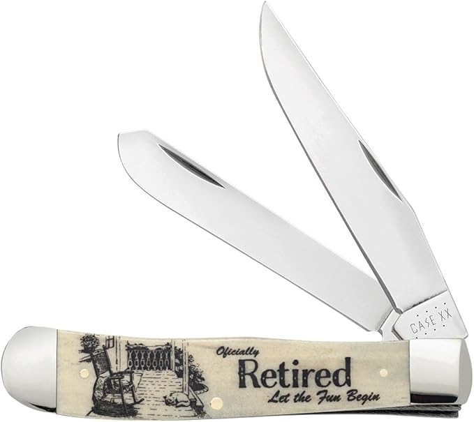 Case XX WR POCKET KNIFE OFFICIALLY RETIRED NATURAL SMOOTH BONE TRAPPER 4 1/8 INCHES CLOSED ITEM #1067683