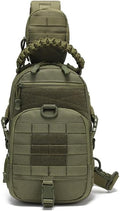 Shoulder Sling Bag Chest Pack Camping Waterproof Sports MOLLE System Sling Bags for Hiking Climbing Cycling Fishing(Green)