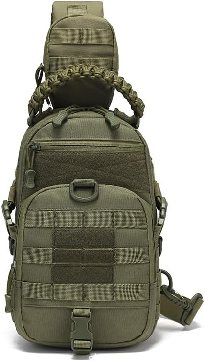 Shoulder Sling Bag Chest Pack Camping Waterproof Sports MOLLE System Sling Bags for Hiking Climbing Cycling Fishing(Green)