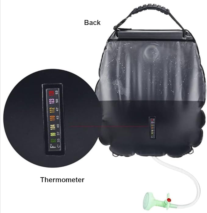 Portable Camping Solar Shower Bag Foldable Outdoor Solar Heating Bag with On-Off Switch Shower Head Travel Hiking Shower Water Bag 5 gallons/20L