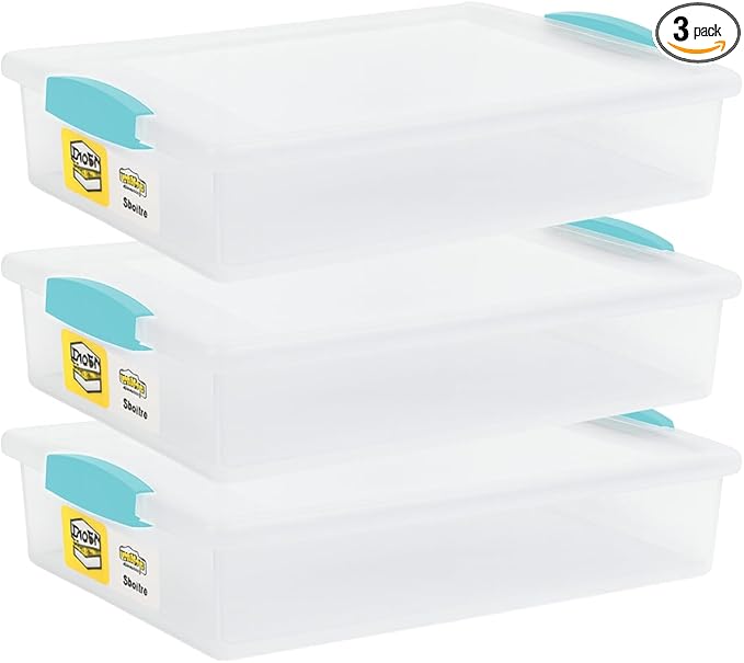 Tribello Plastic Storage Containers With Lids For Organizing 6 Quarts - (Large - 14 x 11 x 3)