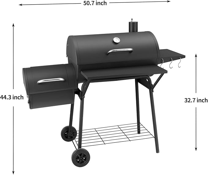 Charcoal Grill with Offset SmokerBBQ Grills with Side TableOutdoor Cooking with 714 Square InchesBackyard Camping Picnics Patio and Parties Black by DNKMOR