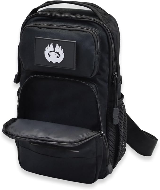 TORCH Sling Bag Single Shoulder Crossbody Backpack Urban Outdoor Sports Military Style MOLLE Travel Pack for EDC Gear V2 Black