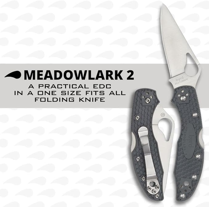 Spyderco Byrd Meadowlark 2 Lightweight Knife with 2.90 Stainless Steel Blade and Gray Non-Slip FRN Handle - PlainEdge - BY04PGY2