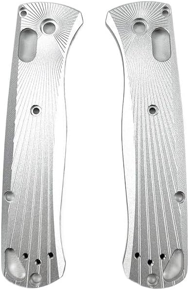 1 Pair Aluminum Alloy Scales in Silver Fits for Bugout 535 Custom CNC Non-slip Blank Handle Patch Replacement