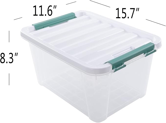 4-pack 20 Quarts Clear Boxes with Lids Plastic Latch Storage Totes