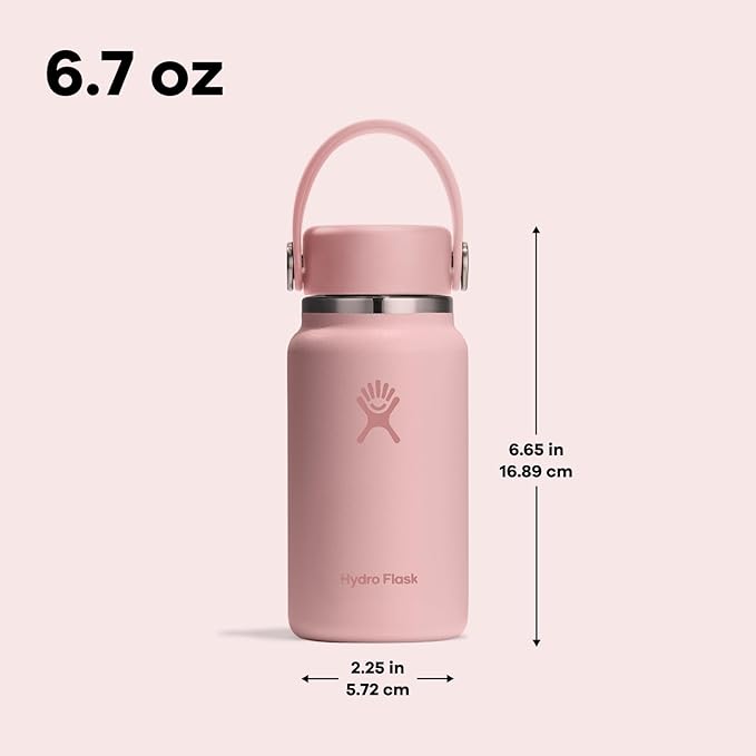 Hydro Flask Micro Bottle - Insulated Mini Leak Proof Flask for Purse or Pocket in 6.7 Oz Trillium Pink