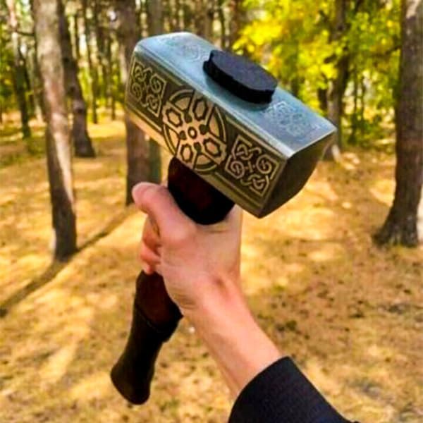 20 Inches Length || 2piece Set || Viking Hammer + Hatchet || Carbon Steel || Wood Handle || Norse-Inspired Design || Viking Collectibles || Viking-Themed Gifts || Leather Sheath Included.