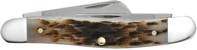 Case XX WR Pocket Knife Medium Stockman With Genuine Bone Handle Stainless Steel Blades Length Closed: 3 5/8 Inches (Amber Bone W/Sharpening Stone)