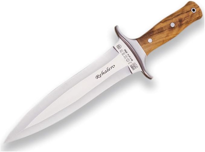 Joker Hunting Knife Rehalero CO10 with Olive Wood Handle Blade 9.25 inches Brown Leather Sheath 500 gr Fishing Tool Hunting Camping and Hiking