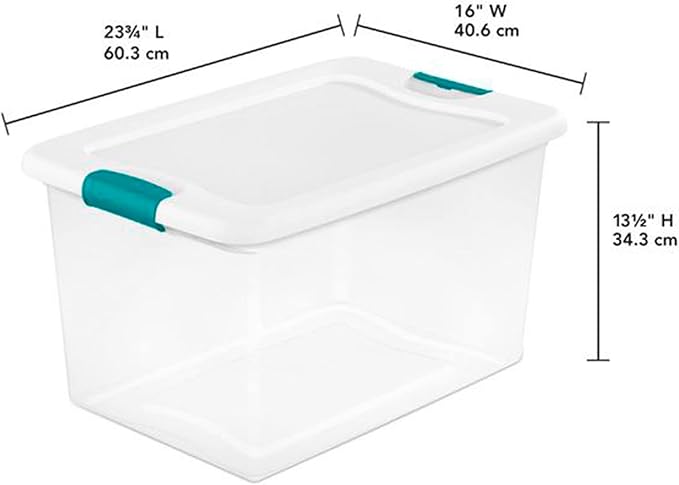 Sterilite Clear Plastic Storage Totes 6 Pack 64 Quart and 6 Pack 66 Quart Bins with Lids