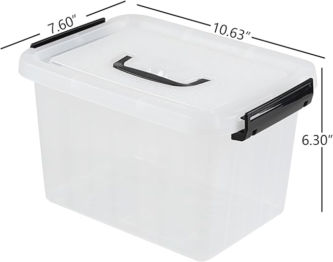 6.5 Quart Clear Storage Latch Box/Bins with Handle 4-Pack Plastic Container with Lid