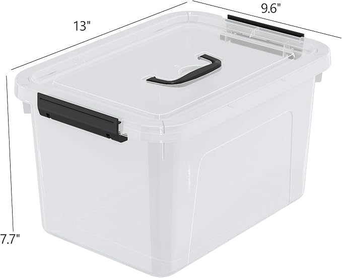 10 Liters Clear Boxes with Handles Plastic Small Storage Tote Bins Set of 6
