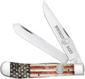 WHISKEY BENT HAT CO. Traditional Trapper Folding Pocket Knife 4.125 Closed Length 440C Stainless Steel Blades (Patriot)