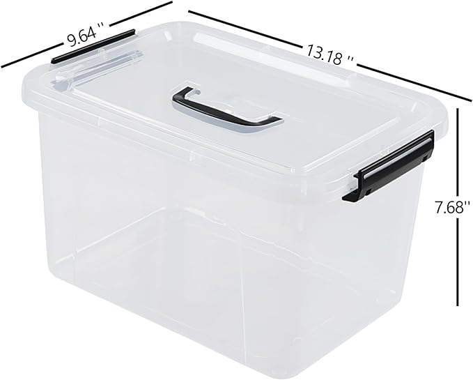 10 Liter Plastic Storage Box 4-pack Clear Latch Storage Bins with Lids