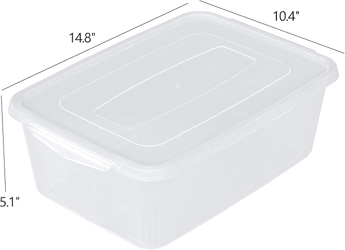 Readsky 12 Packs Clear Plastic Latching Storage Box 14 Quart Latch Containers with Lid Clear Latching Storage Bin