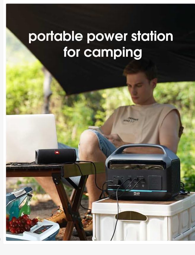 Daran 600W Solar Generator (Peak 1200W) with 100W Solar Panel576Wh Portable Power Station LiFePO4 Battery with DC/AC/USB-C PD Output1 Hr Fast Charge for Camping Home Outdoor RV and Emergency