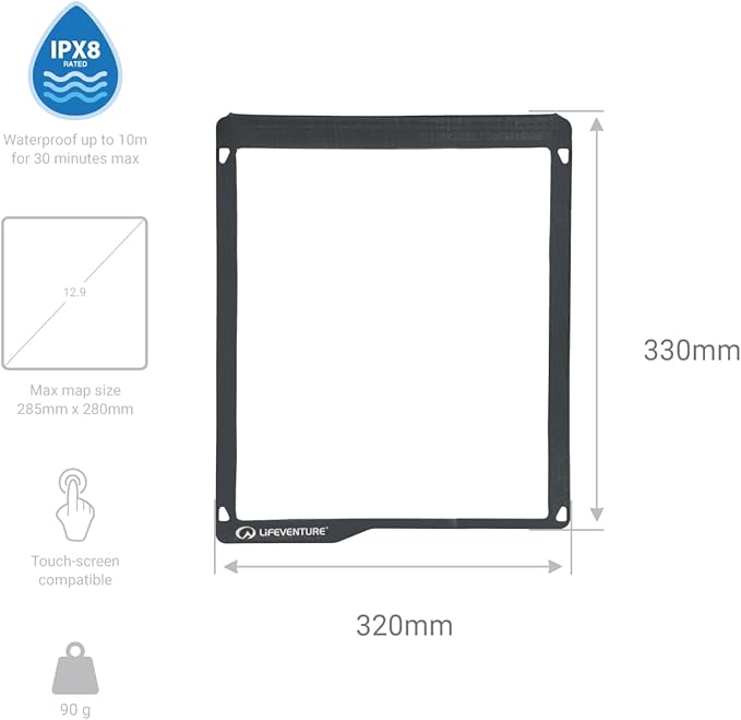 Lifeventure Waterproof Map Case Touch-Screen Compatible IPX7 Waterproof up to 1 metre for 30 Minutes