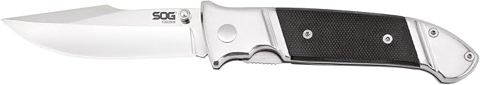 SOG Fielder G10 Folding Pocket Knife - Easy Open 3.3 Inch Foldable Knife Blade w/ EDC Knife Handle and Clip Stainless Steel Do-It-All Knife (FF38-CP)  Black
