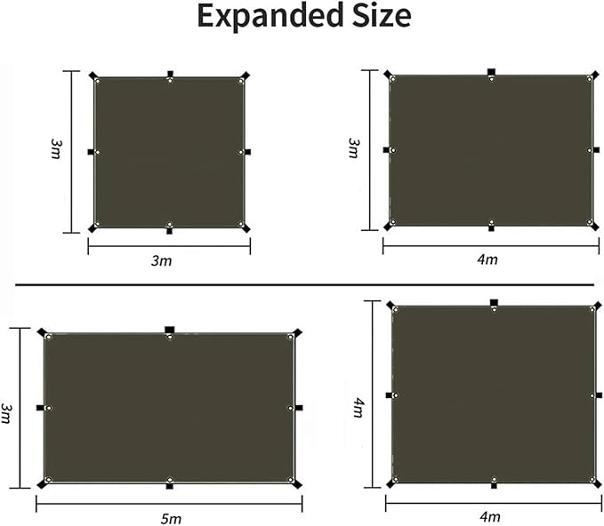 Camping Tarp Waterproof Tent Tourist Awning Shade Garden Canopy Beach Sunshade Outdoor Ultralight Sun Shelter Hiking Backpacking(N-Light Khaki4x4m)