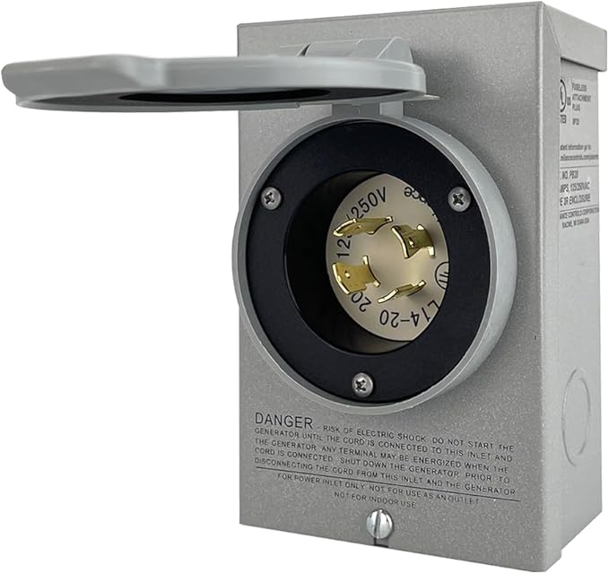 Reliance Controls Corporation PB20 20-Amp NEMA 3R Power Inlet Box for Generators Up to 5000 Running WattsGray