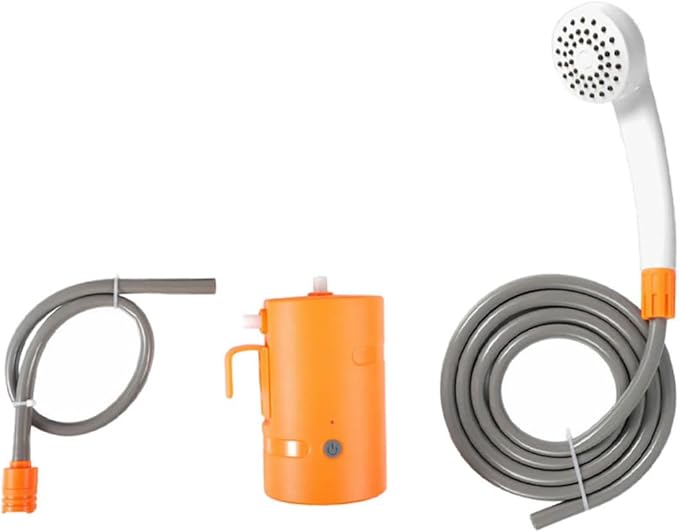 Abaodam 1Set Shower with Lighting Outdoor Camping Shower Rechargeable Battery Powered Compact Design for for Beach and Hiking Adventures Orange