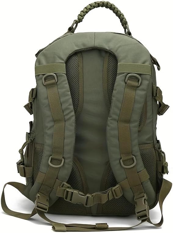 9.25gal Men'S Tactical Backpack - Durable Polyester Sports Bag with Multiple Compartments for Camping Hiking &amp Safari Olive Green Zip Closure Independence Day &amp Easter Gift Idea Camping B
