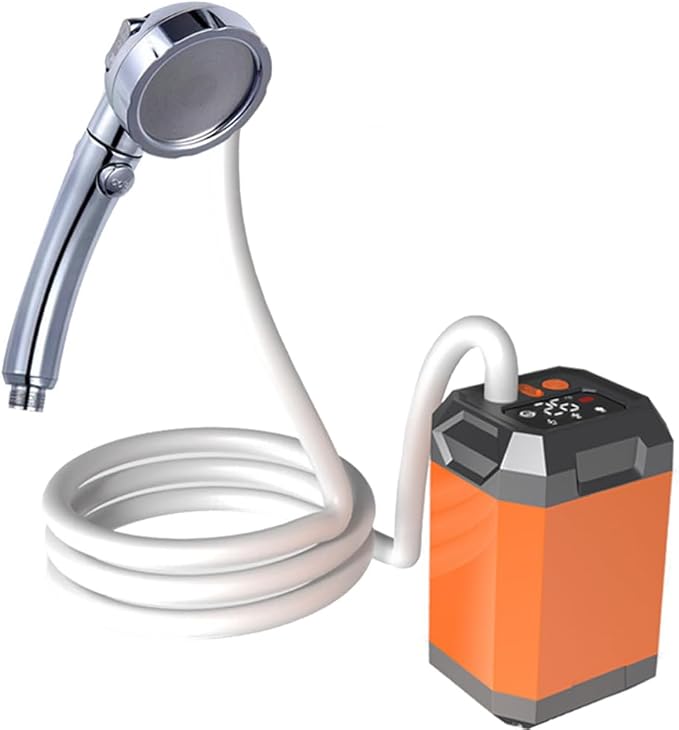 Portable Cordless Camping Shower Outdoor Electric Shower Pump with Rechargeable Battery and Digital Display Large Capacity Shower for Hiking Traveling Beach