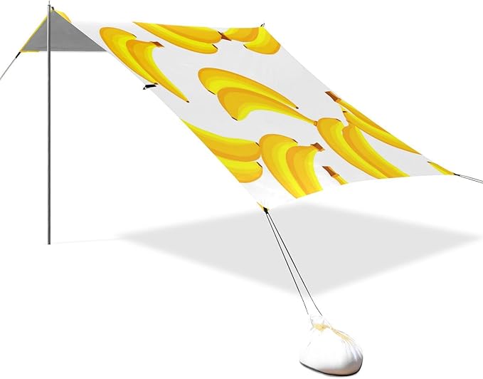 xigua Banana Beach Tent Sun Shelter with Carrying Bag - Silver Coated Oxford Fabric Beach Canopy for Beach Camping Fishing - Includes Windproof Ropes Sandbags &amp Stakes