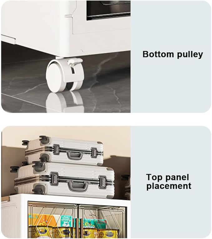 ETOYA 4-Tier Stackable Storage Bins with Lids &amp Wheels - 14.96x10.24x35.43 Collapsible Organizer Foldable Container Plastic Storage Containers for Living Room Office Dorm Organization