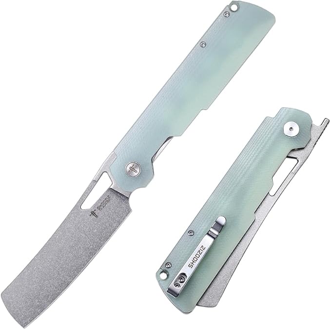 D2 Camping Chef Pocket Knife 4.01 Outdoor EDC Folding Knife for Man G10 Handle with Pocket Clip for Outdoor Cooking Fishing &amp Hiking.59-61 HRC Stonewash Blade. XUN119A-JGSt