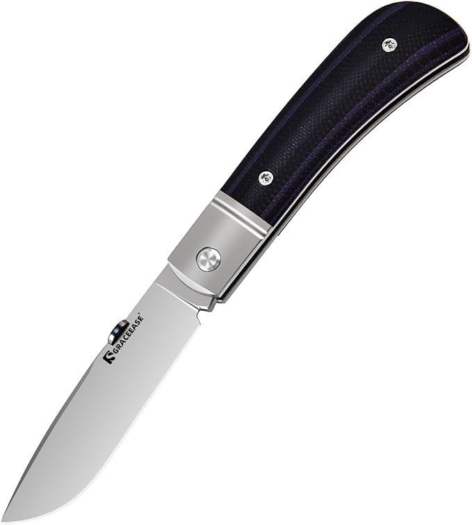 Jack Folding Pocket Knife - 14C28N Steel BladeTitanium &amp G10 HandleEDC Slip Joint Knife2.7″ Sharp BladeLightweight EDC Tool for CampingHiking (Purple and black mixed)