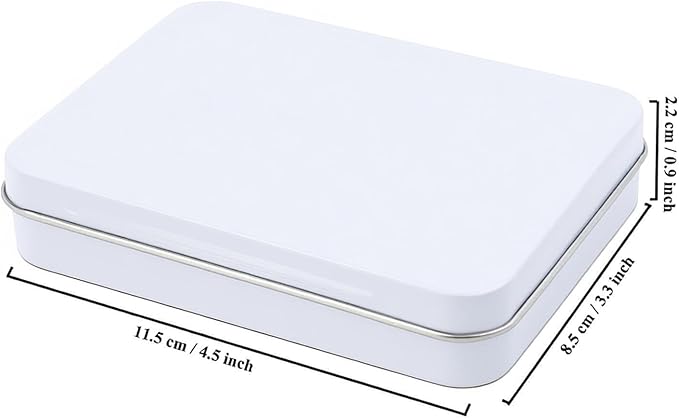 Goodma 24 Pieces Rectangular Metal Empty Hinged Tins Containers Basic Necessities Home Storage Organizer Mini Box Set 4.5 x 3.3 x 0.9 inch (White)
