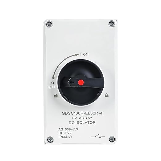 32A DC1200V Solar Disconnect Isolator SwitchSolar Panel Disconnect Switch with IP66 Waterproof Enclosure and Connector PV for Solar Power Off/On Grid Systems RV