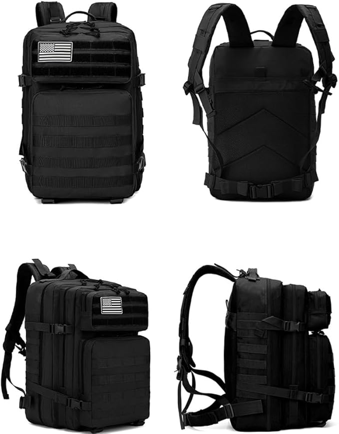Tactical Backpack for Men Large Military Style Hiking Backpack with MOLLE System Travel Camping Bag for Trekking (black)