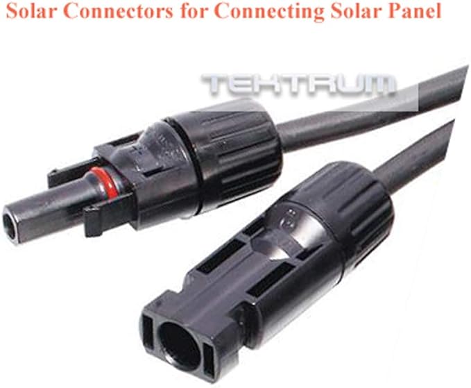 Tektrum UV-Resistant 50ft Long Double Layer PV Extension Cable with M/F Solar Connectors for Outdoor Solar Panel (Set of 2)