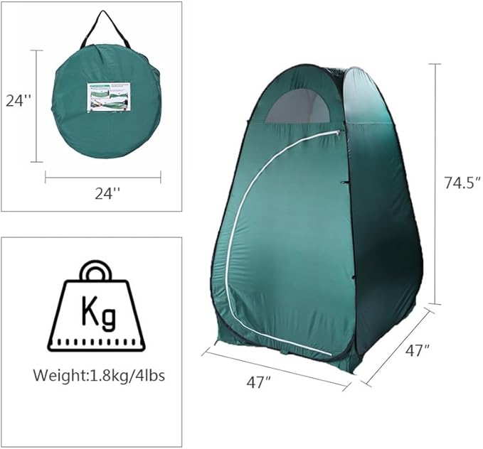 NOLLAM Portable Pop Up Privacy Tent Outdoor Camping Bathroom Toilet Shower Tent with Carrying Bag Outdoor Rain Shelter for Hiking Beach Picnic Fishing Instant Rain Shelter Privacy Shelter Green