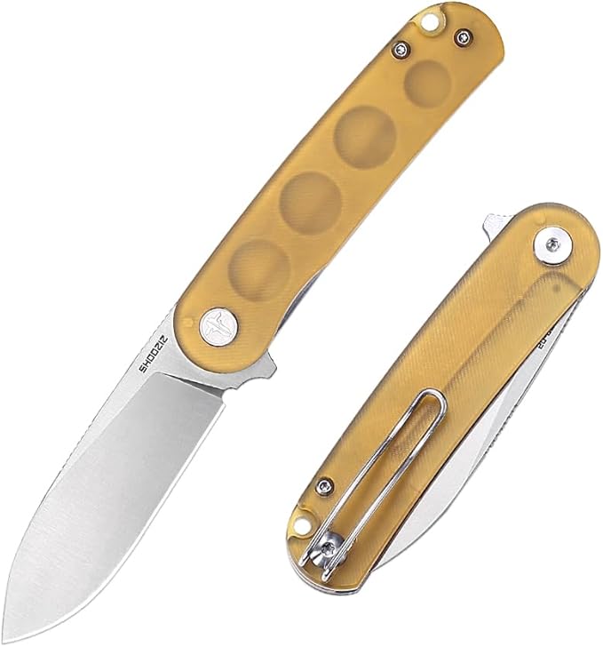 Small EDC Folding Pocket Knife for Man or Woman - 2.59 D2 Steel Satin BladeMini Ultem Handle with ClipClassic Design for Outdoor Camping Hiking &amp Everyday Carry. Han309-JUS