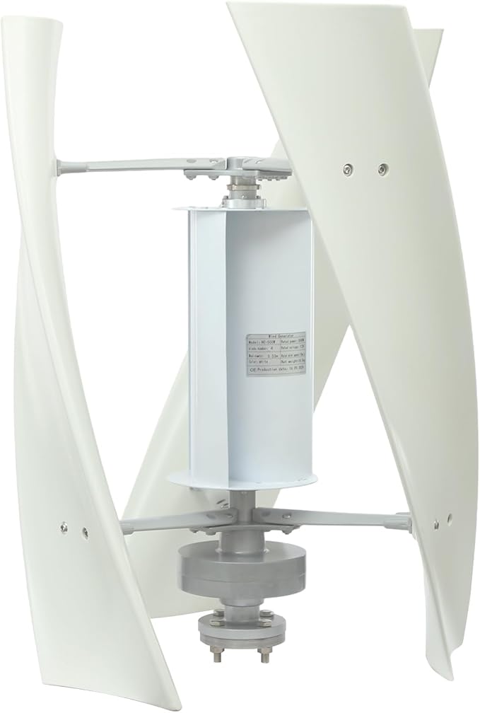 100W Vertical Axis Wind Turbine Generator Permanent Magnet Generator with Intelligent Controller Low Noise Helical Design Windmill for Home Boats Street Lighting (12V100WStyle 3 White)