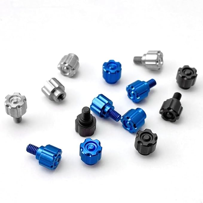 3 Sets Titanium Alloy Thumb Stud Screw Replacements are Suitable for Diameter 4MM Screw Hole(Black)