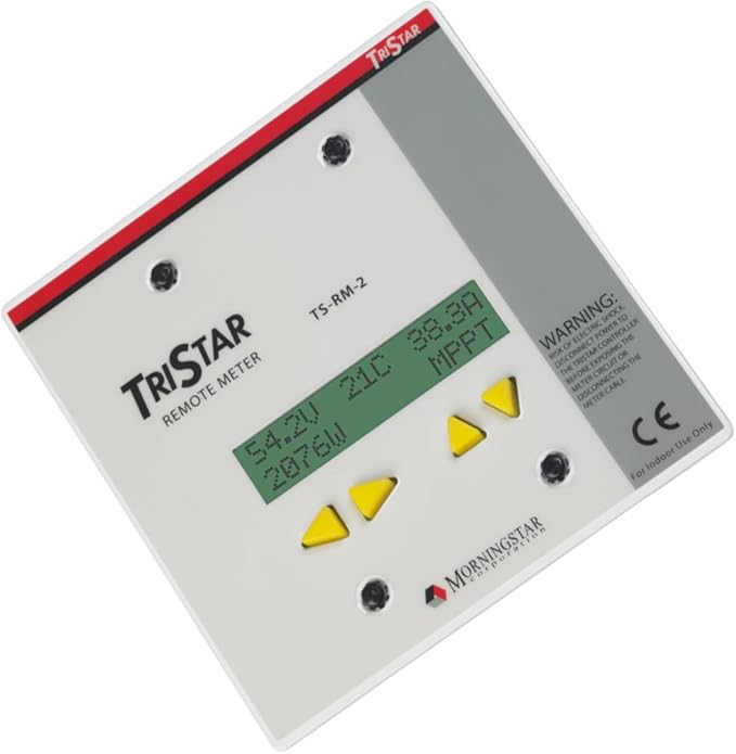 Morningstar Tristar Remote Meter-2 (TS-RM-2) - Connects via 30m Cable to Tristar PWM/MPPT Solar Controllers to Display System Info Logged Data Graphs Alarms &amp Faults Troubleshooting - 5 Languag