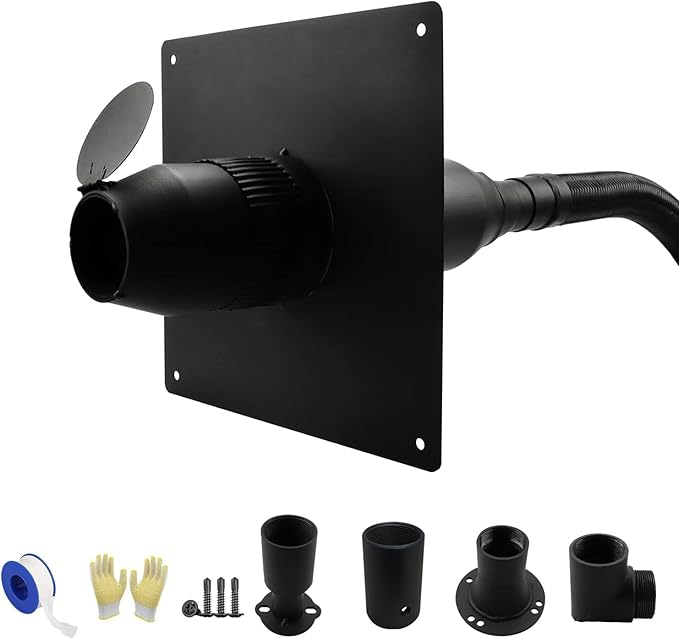 2026 Upgraded Heavy Duty Generator Exhaust Extension Silencer Kit with Insulated Through-Wall Mounting Plate Reduce Noise by 52% and Safe Emission Exhaust Gas- Includes 4 Adapters