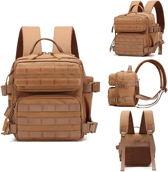 9L Mini Tactical Backpack Small Gym Bag Fitness Portable Backpack with Molle System for Hiking Camping Traveling Daily Use