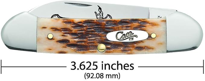 Case WR XX Pocket Knife Amber Jigged Bone Canoe Cv Item #263 - (62131 Cv) - Length Closed: 3 5/8 Inches