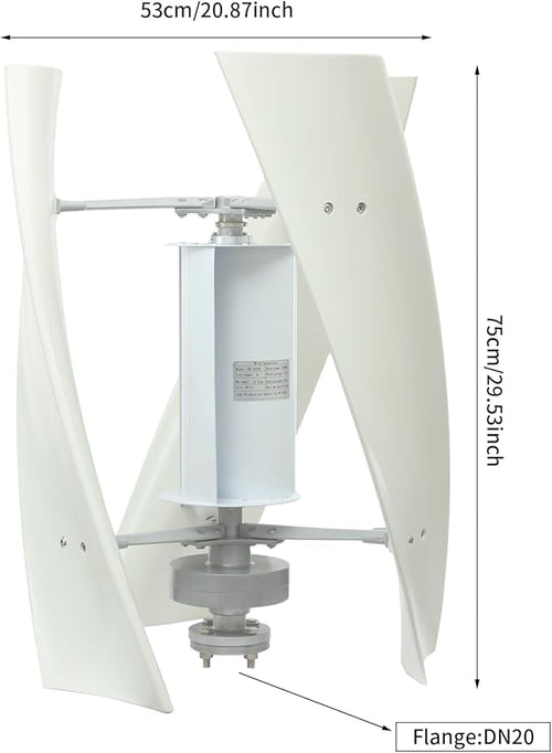 100W Vertical Axis Wind Turbine Generator Permanent Magnet Generator with Intelligent Controller Low Noise Helical Design Windmill for Home Boats Street Lighting (12V100WStyle 3 White)